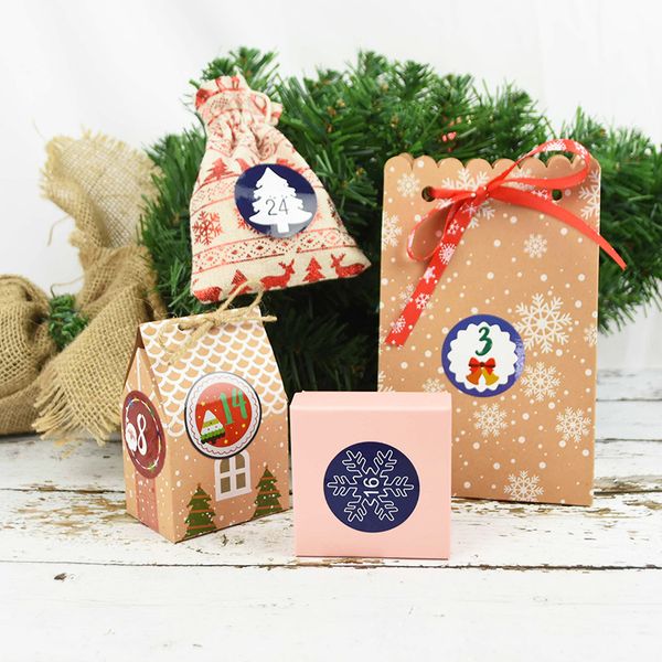 

digital countdown number round 24pcs pvc christmas labels packaging stationery sealing sticker xmas party decor