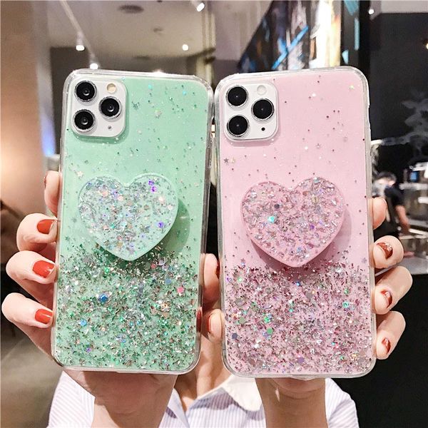 

bling glitter case for iphone 12 11 pro max cases epoxy cover on iphone xr xs max x 7 8 plus se 2020 heart holder phone covers