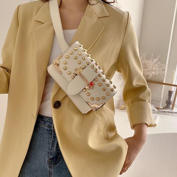 

женщины rivet талия сумка мода женщина грудь сумка одноцепочечного плечо crossbody двойной плечевой ремень