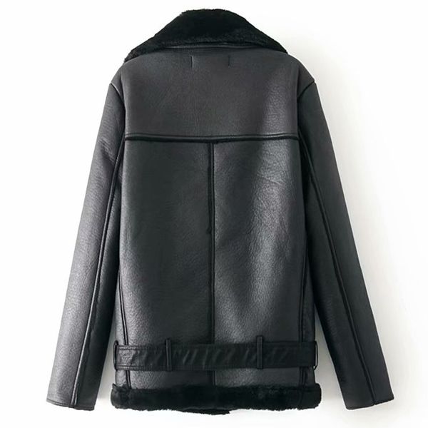 

warm women's winter motorcycle velvet jacket female short lapels fur thick korean version plus bomber jacket, Black;brown
