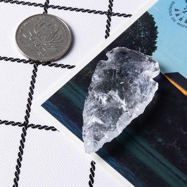 

1pc raw stone arrow white crystal good luck quartz healing point chakra material accessories qylpqm, Black