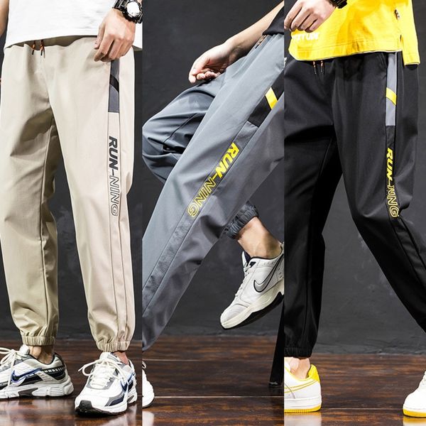 

zxyf9 spring and summer 2020 new loose boy pretty pants stitching elastic waist casual side student versatile casual pants a24wu, Blue