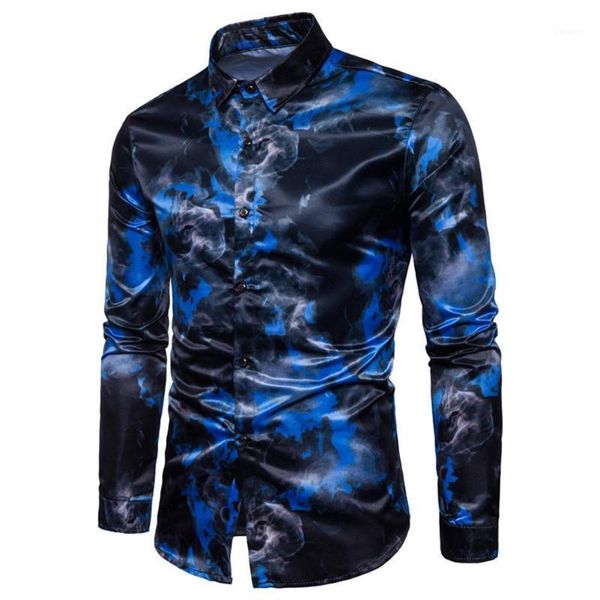 

shirts men clothing spring autumn men ink painting turn down collar shirts long sleeve shirt slim fit for1, White;black