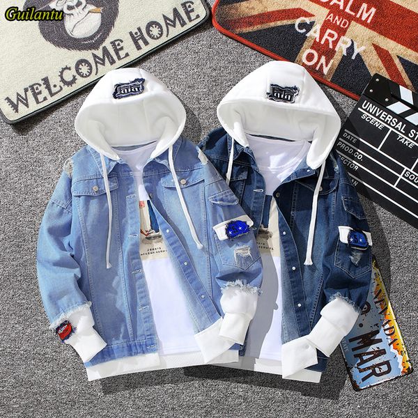

guilantu spring autumn hooded denim women hip hop jeans coat female jean casual bomber streetwea jacket outerwear