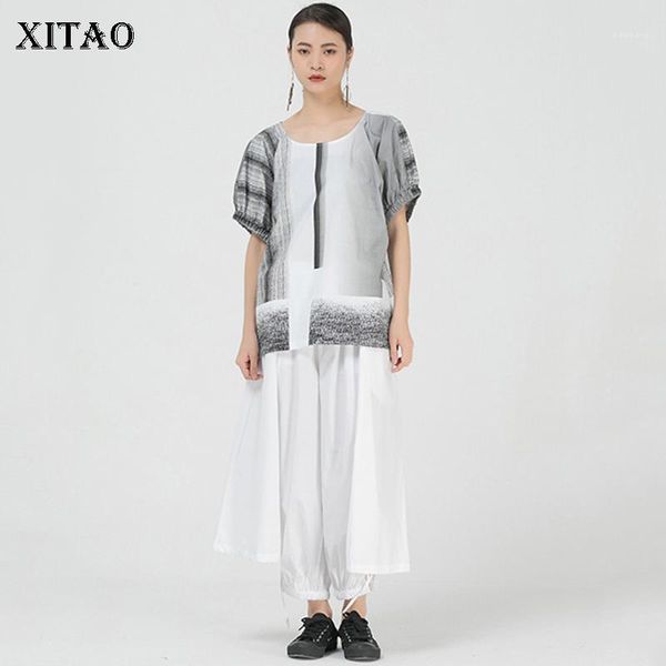 

xitao hit color pleated blouse fashion new women pullover goddess fan elegant 2020 summer casual style loose shirt gcc37711, White