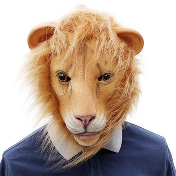 

costume accessories latex lion mask full face animal masks halloween masquerade birthday party mask cosplay, Silver