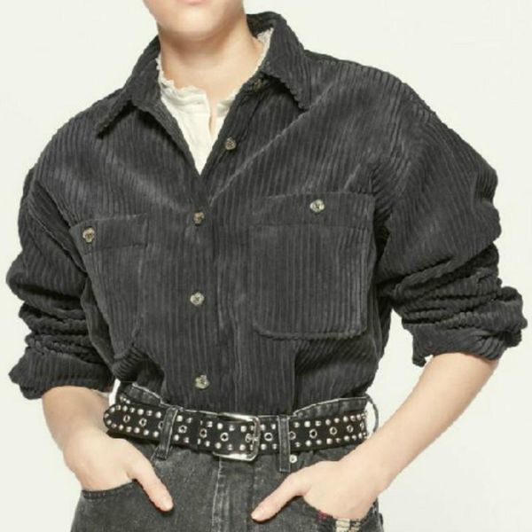

women jacket 2020 autumn/winter vintage corduroy lapel pocket single row button female coats and jackets women, Black;brown