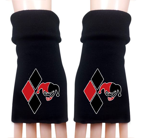 

suicide squad harley quinn knitted gloves cotton warm half finger mittens fashion cosplay props accessories gift winter, Blue;gray