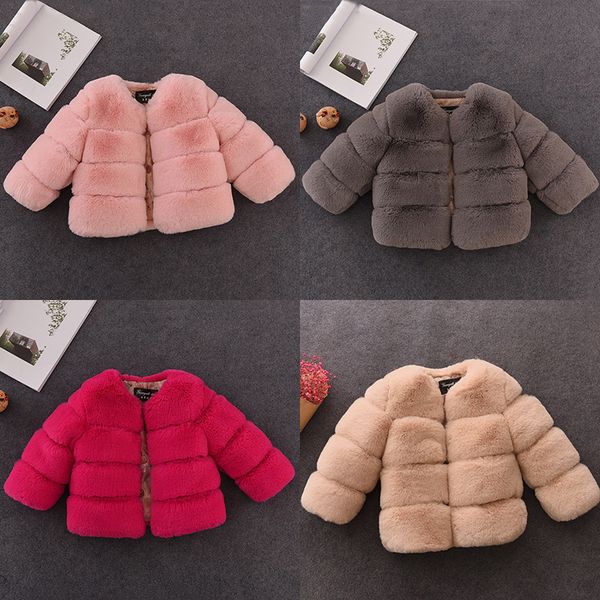 

autumn winter girls faux fur coat solid kids jackets coats warm children fur coat for baby girls jacket outerwear parkas 201109, Blue;gray
