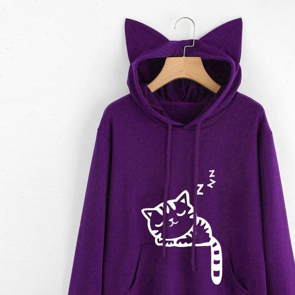 

new casual cat autumn oversized jumper hooded pullover blou womens female loose pullover sweaters outwear dropshipping 1, White;black