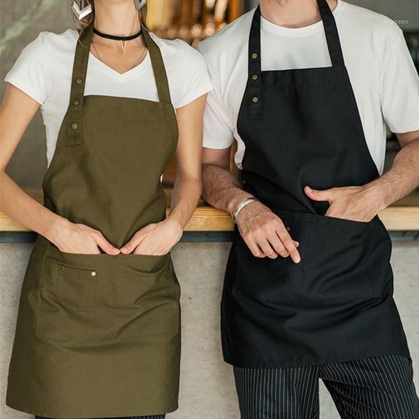 

aprons beige blue polyester cotton bib apron barista bartender waitstaff pastry chef uniform restaurant el bistro cafe work wear e571