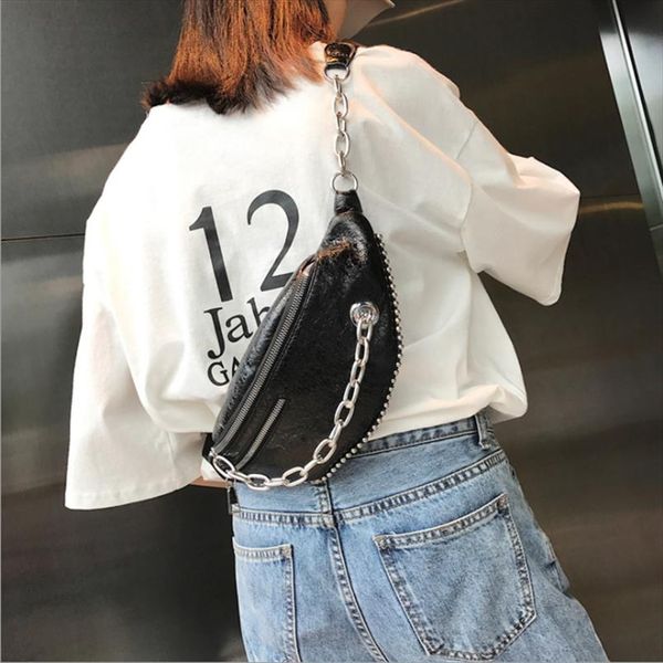 

local stock new fashion women shinny travel waist fanny pack belt wallet pu leather bum bag pouch strap