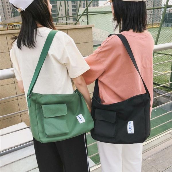 

japanese literary simple wild package 2020 simple environment friendly foldable shopping bag solid color canvas shoulder bag