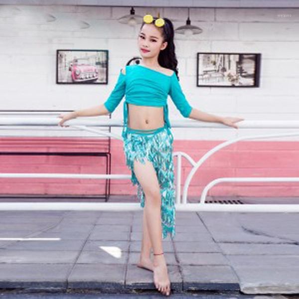 

stage wear 2pcs scarf-skirt kids belly dance training outfits performance clothes for children girls1, Black;red