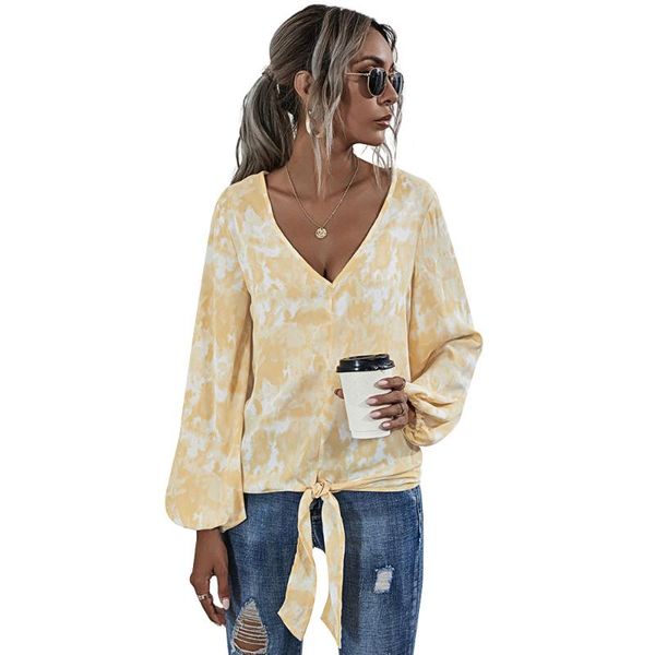 

flroal printed blouse women autumn spring lantern long sleeve shirts casual v-neck blouses ladies bowknot blusas d30, White