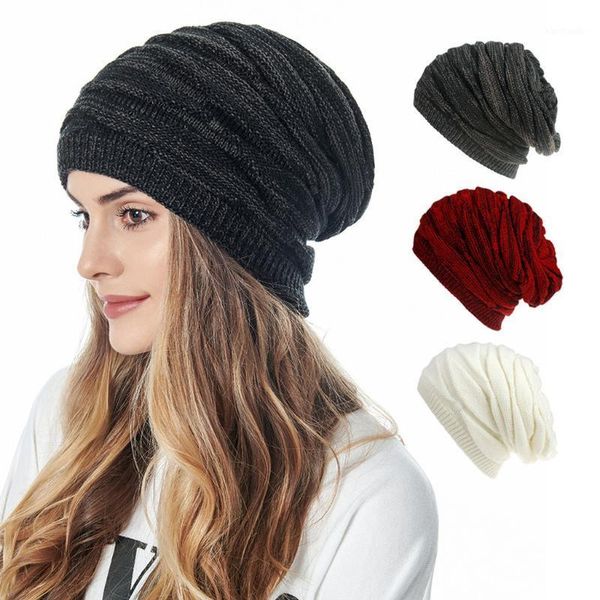 

cycling caps & masks 1pcs women winter keep warm cotton cap knitted wrap ear head thickened headwear warmer windproof solid wholesale 20211, Black