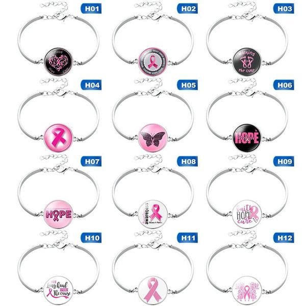 

trendy pink robbin breast cancer bracelet jewelry multi cancer awareness bracelets, Golden;silver
