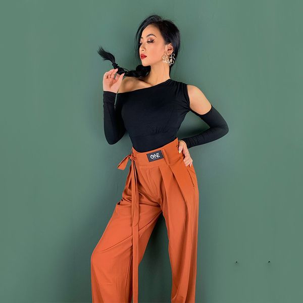 

orange latin dance pants for women soft ballroom dance pratice wear designer clothes tango dance outfit salsa dancewear jl2519, Black;red