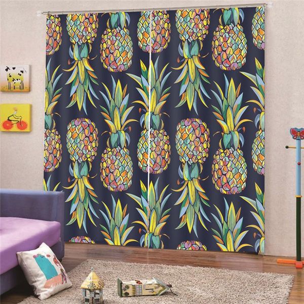 

3d digital print pineapple blackout curtains for bedroom solid colors living room window custom made home decor draps ma3
