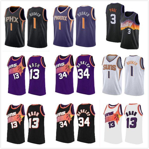 

devin 1 booker chris 3 paul deandre 22 ayton man jersey steve 13 nash ncaa 2020 new basketball jerseys 34 barkley 1 booker 3 paul, Black;red