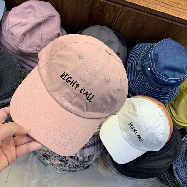 

back front nightcall letter expression smile embroidered baseball cap female korean versatile duck tongue sun hat, Blue;gray