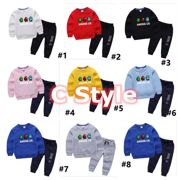 

among us hoodies trousers designer sweatshirts children pullover pants kids cartoon anime sweater junior boy girl two pieces set g10510, White