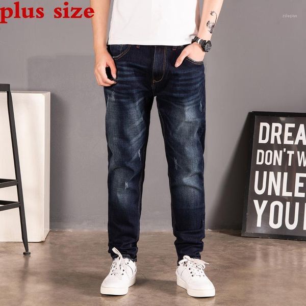 

men's jeans 46 plus size 2021 44 42 40 men loose trousers spring autumn pants elasticity straight stretch1, Blue