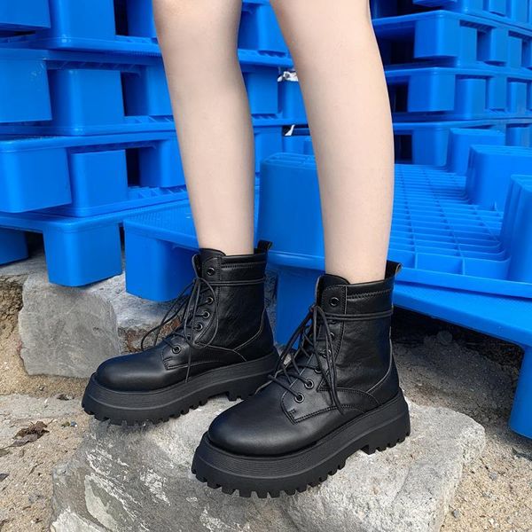 

chaussure femme pu casual shoes women booties platform boots woman 2020 ankle boots for women's autumn shoes woman bottine femme, Black