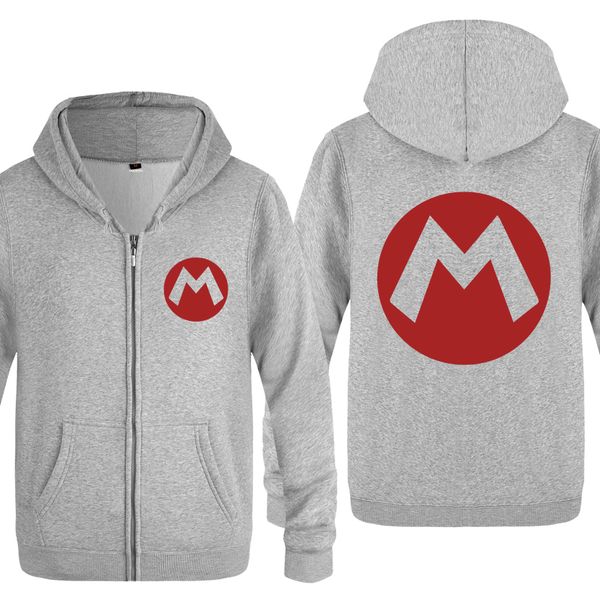 

симпатичный мультфильм super mario логотип m толстовки мужчины 2018 мужская молнии с капюшоном руно толстовки кардиганы спорта толстовка с к
