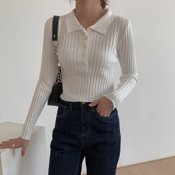 

polo neck slim knit blouse women's new fall tight knit sweaterforeign style sweatersweater sweater versatile long sleeve bottoming r, White;black