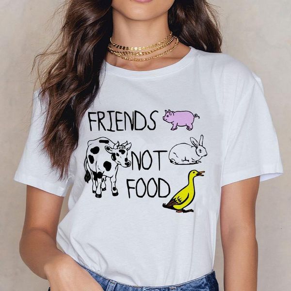 

female t-shirt vegetarian t-shirt cartoon graphics t-shirt cute korean style harajukut-shirt ulzzang 90s tee female, White