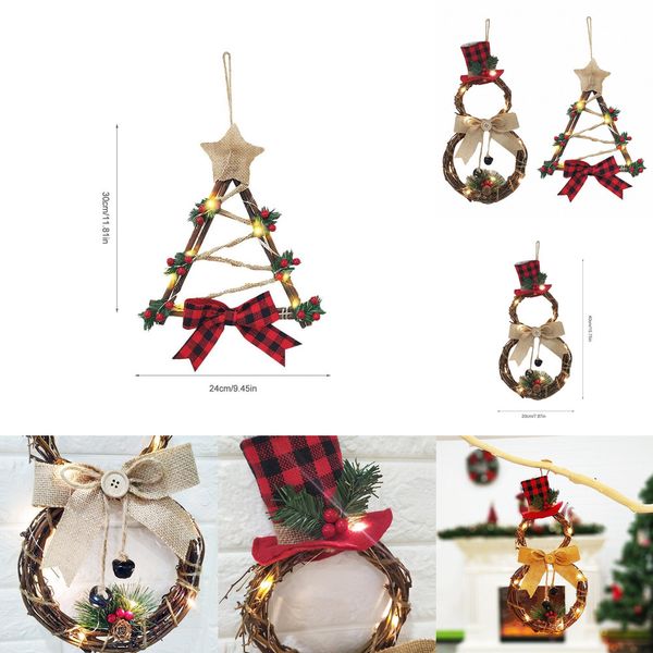 

factory outlet9twoled light christmas wreath pendant decorations wooden snowman christmas tree hanging ornaments for home decoration 20e 6