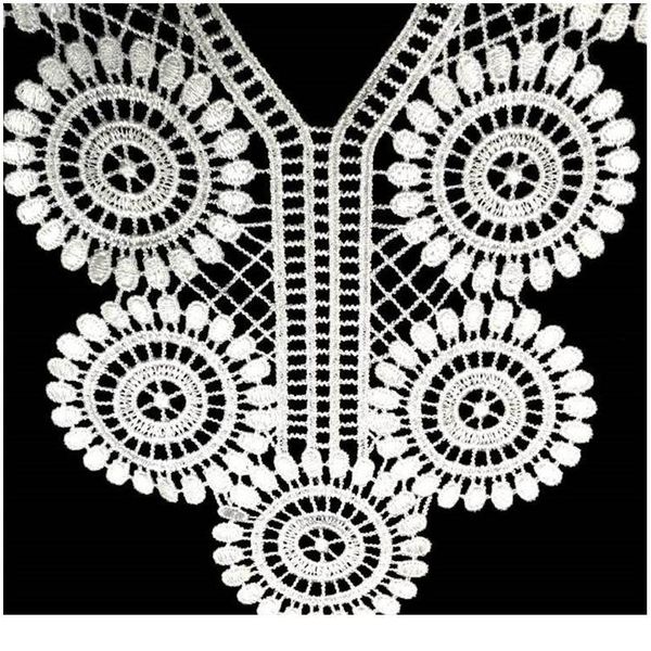 

1pc embroidered neckline collar flower hollow cor lace fake collar sewing applique diy lace acc qylhit, White