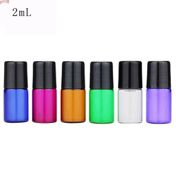 Großhandel 1 ml 2 ml Mini-Roll-on-Rollerflaschen für nachfüllbare Roll-on-Parfümflaschenbehälter mit schwarzem Deckel für ätherische Öle