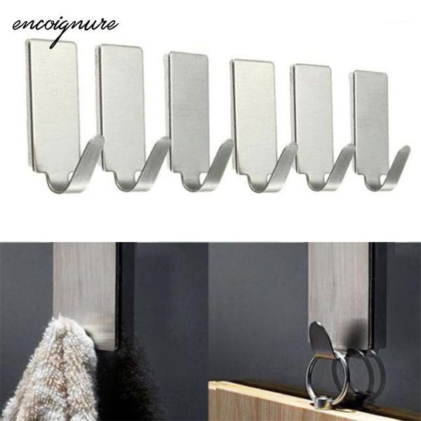 

hooks & rails 6/12pcs adhesive stainless steel family robe self home kitchen wall door holder hook hanger hanger1