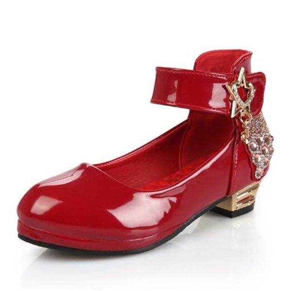 

новая весна осень детские кожаные ботинки девушки heeled принцессы обувь student rhinestone моды танцевальная обувь дети детские 03 jllwjv b, Black