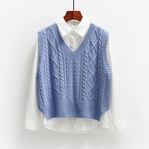 

2020 spring and autumn sleeveless knitted sweater vest vest coat korean womens loose college style, White;black