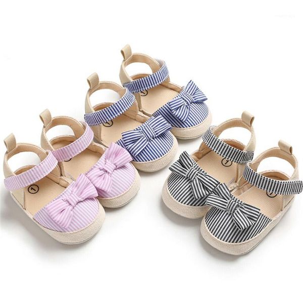 

first walkers pudcoco born infant summer shoes baby girl boy soft crib anti-slip sneaker striped bow prewalker 0-18m1