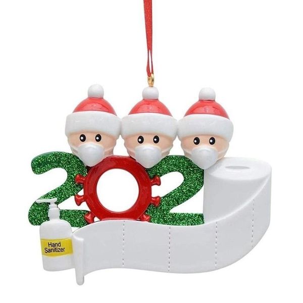 

diy name 2020 quarantine christmas party decoration gift santa claus with mask personalized xmas tree ornament all series
