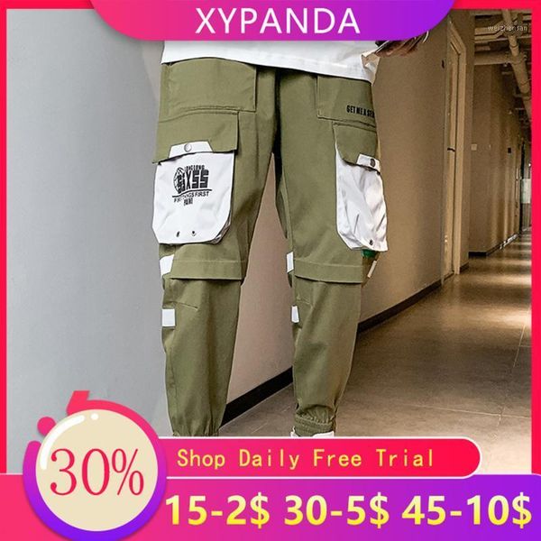 

xypanda japanese tide brand overalls men's new men's pants multi-bag trousers casual pants men1, Black