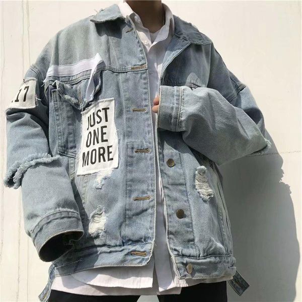 

jeans coat men's autumn korean-style students jacket men loose-fit trend coat teenager handsome with holes cowboy clothing1, Black;brown