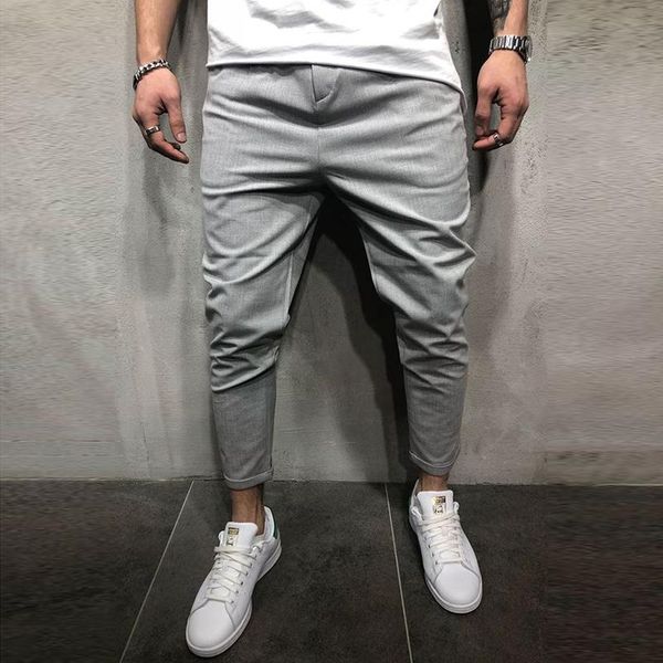 

streetwear men pants spring fashion harem pants casual ankle length track hip hop slim trousers pockets ing, Black