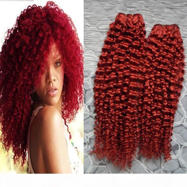 

red mongolian kinky curly virgin hair curly human hair 200g 2pcs afro kinky curly hair human weave double weft quality,no shedding, Black