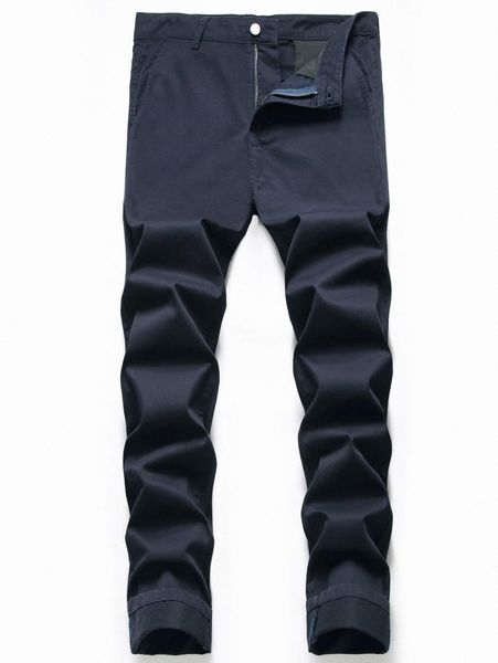 

men solid slant pockets jeans g8w9#, Blue