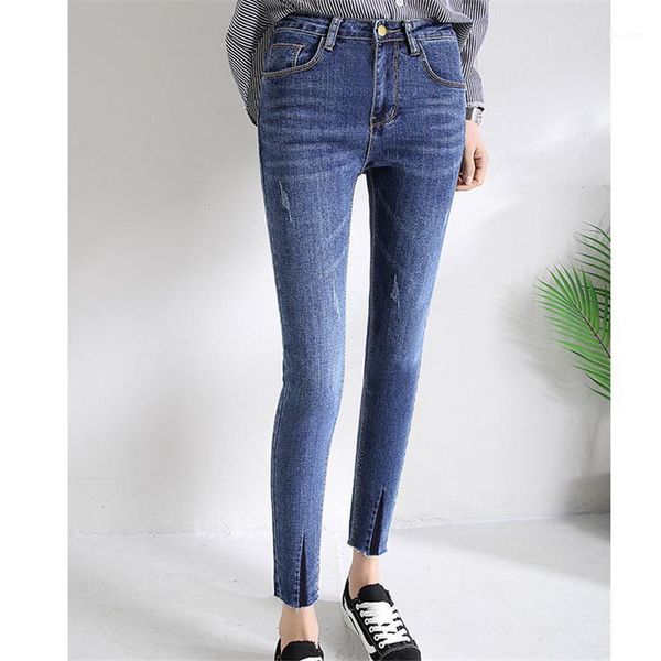 

womens winter jeans high waist skinny pants elastic waist jeggings casual jeans for women warm1, Blue