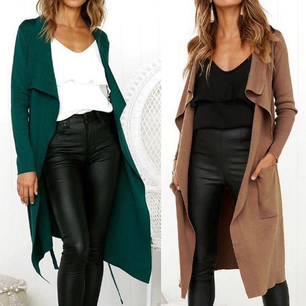 

women's trench coats women autumn winter coat long sleeve leather open front short cardigan suit jacket solid reloj mujer, Tan;black