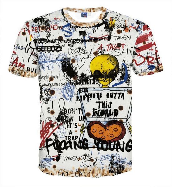 

plus hand graffiti men o short lover hop paint tshirt -neck sleeve tshirts 's tee streetwear couple summer hip size aaihp, Black