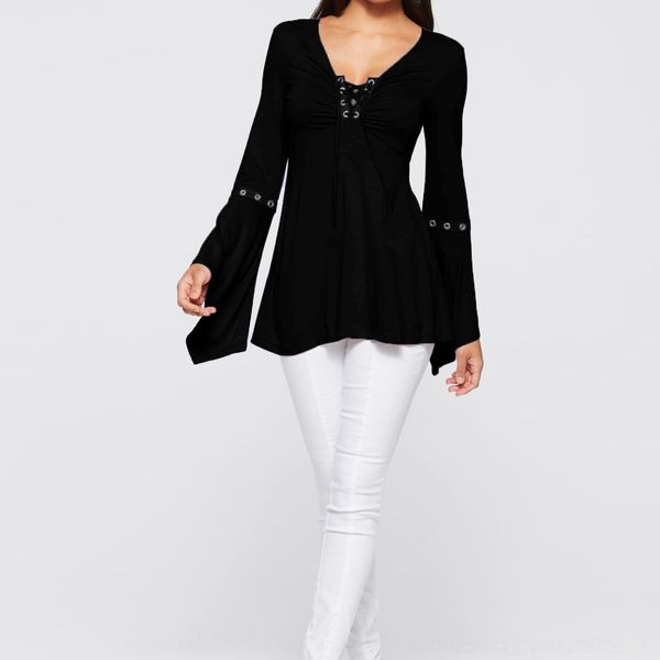 

vtynq women's long sleeve corns 8966 hornt-shirt hklgy horn corns hitting sleeves versatile t-shirt casual wearing hornrope, White