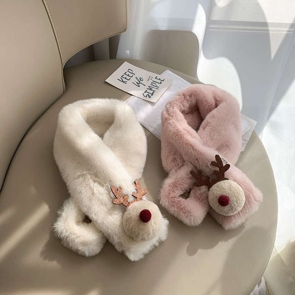 

lovely christmas scarf children's boys plush warm winter and girls windproof neck cover, Red;brown