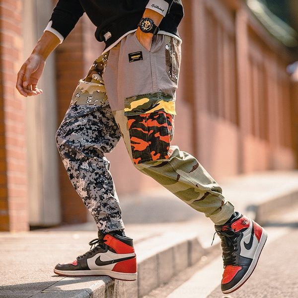 

wyx9f chaopai мозаика камуфляж хип комбинезон мужской хип улице закрытия моды хоп-хоп широкий ноги брюки харун харлан pantsoveralls харлан б, Blue